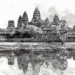 Picture of the day: Angkor Wat at sunrise, grayscale, watercolor