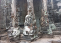 Weathered elephant trunk carvings at the inner side of Victory Gate in Angkor Thom, Siem Reap, showing ancient Khmer stone detail and texture