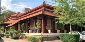 Traditional Khmer-style building at the Royal University of Fine Arts old campus in Phnom Penh.