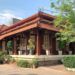 Traditional Khmer-style building at the Royal University of Fine Arts old campus in Phnom Penh.