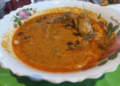 Traditional Cambodian Saraman beef curry served at Bai Sor Restaurant in Phnom Penh, featuring tender beef in a rich coconut curry with aromatic spices.