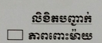Close-up of a Cambodian administrative form listing civil status options, including នៅលីវ (single), ភាពមេម៉ាយ (widow or divorcee), and ភាពពោះម៉ាយ (widower or divorced man), with the "single" box checked.