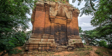 Stone shrine at Phnom Da near Angkor Borei in Takeo Province, Cambodia