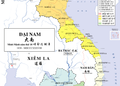 1838 map of Đại Nam showing Trấn Tây Thành in pale green, Phnom Penh as Nam Vang, and historical administrative divisions